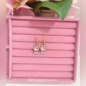 Hello Kitty Easter Bunny Handmade Sterling Silver Earrings